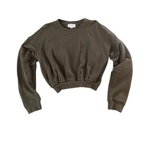 David Lerner Olive Cropped Sweatshirt